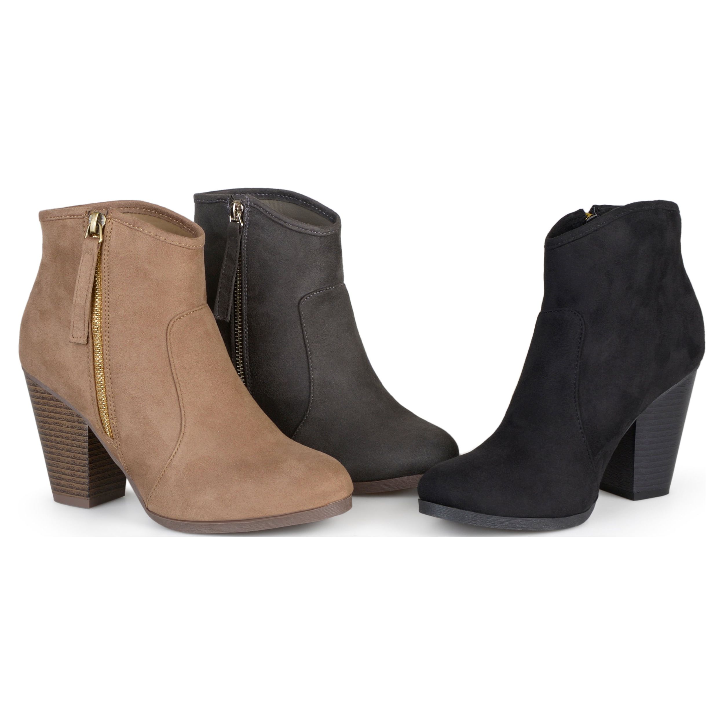 Brinley Co. Women's Wide Width Faux Suede High Heel Ankle Boots - image 3 of 7
