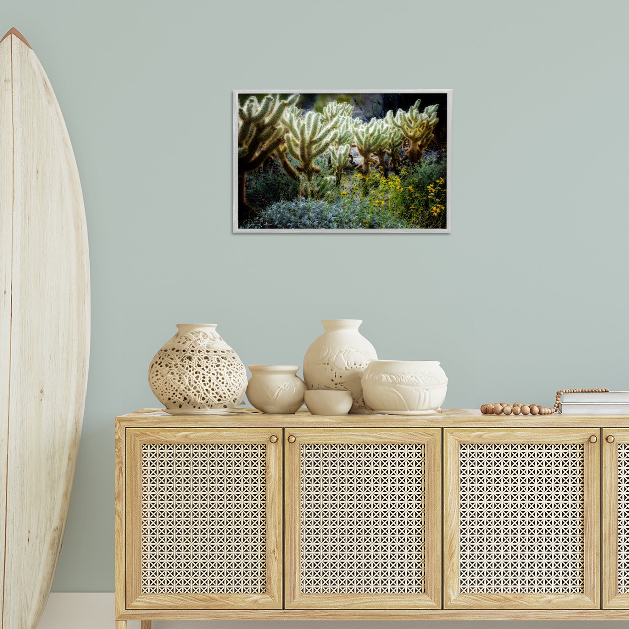 Stupell Industries Desert Cactus Forest Landscape Photography Gray Framed Art Print Wall Art, 24 x 16