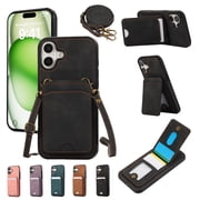 Designed for iPhone XS Max Case with Card Holder Crossbody Lanyard Strap PU Leather RFID Blocking Wallet Case with Back Magnetic Clasp Flip Kickstand Heavy Duty Protective Cover,Black