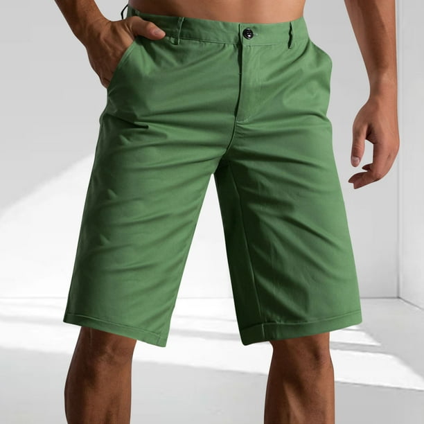 pstuiky Hombres bajos, Pantalones cortos casuales de verano para hombre, de color sólido, con bolsillos y botones, transpirables y a la moda. Pantalones cortos para correr para hombre