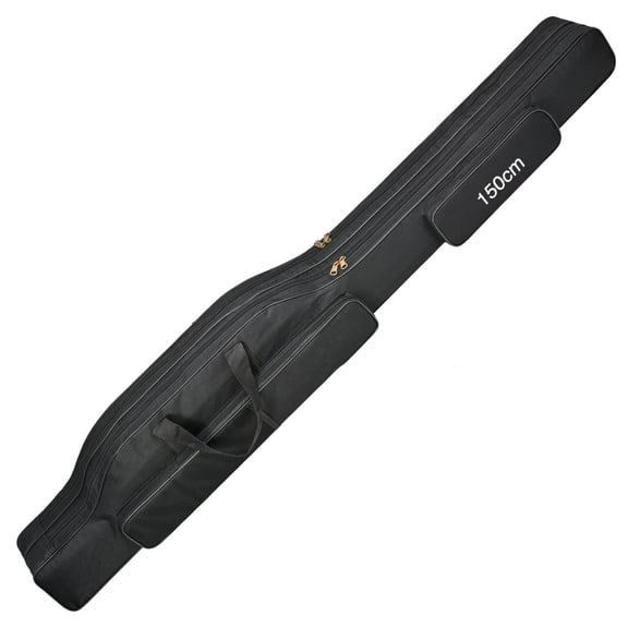 golytefs 2 Layers 600D Oxford Fishing Gear Bag Fishing Rod Case for Travel (Black 1.5M)