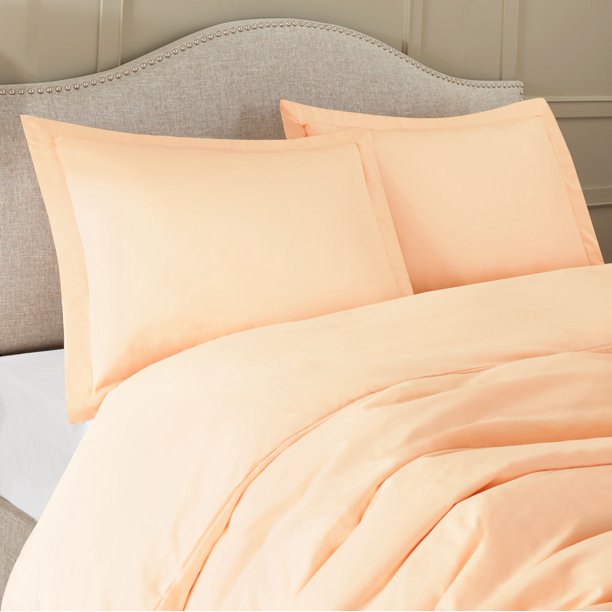 California King Size 3 Piece Duvet Cover Set with Pillow Shams Peach