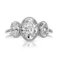 thumbnail image 3 of Jewelerix Oval Cut Three Stone Engagement Ring White Gold Plated Vintage Setting with Simulated Diamond Classic Anniversary or Wedding Ring, 3 of 7