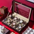 thumbnail image 2 of Coward Watch Case, Watch Organizer for Men, 12 Slot PU Leather Watch Box, Watch Holder, Portable Watch Display Case with Glass Window, 2 of 7