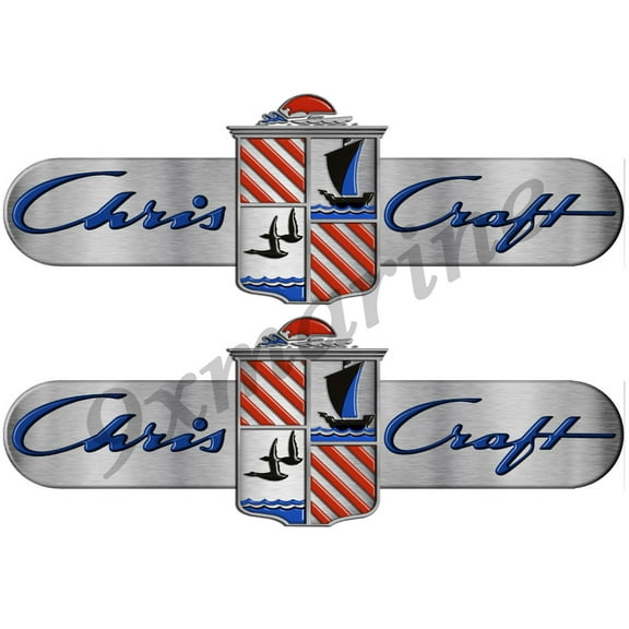Chris Craft Custom Stickers Brushed Metal Look 10" long - Remastered