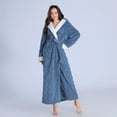 thumbnail image 2 of XMMSWDLA Womens Long Robe Soft Warm Fleece Plush Bathrobe Ladies Sleepwear Pajamas Housecoat Nightgown Long Robes for Women, 2 of 5