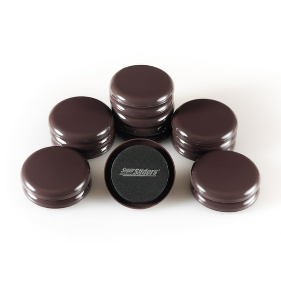 Super Sliders 2 1/2" Reusable Furniture Sliders, Carpet, Brown (16 Pk)