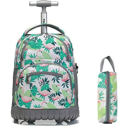 Flamingo top rolling backpack