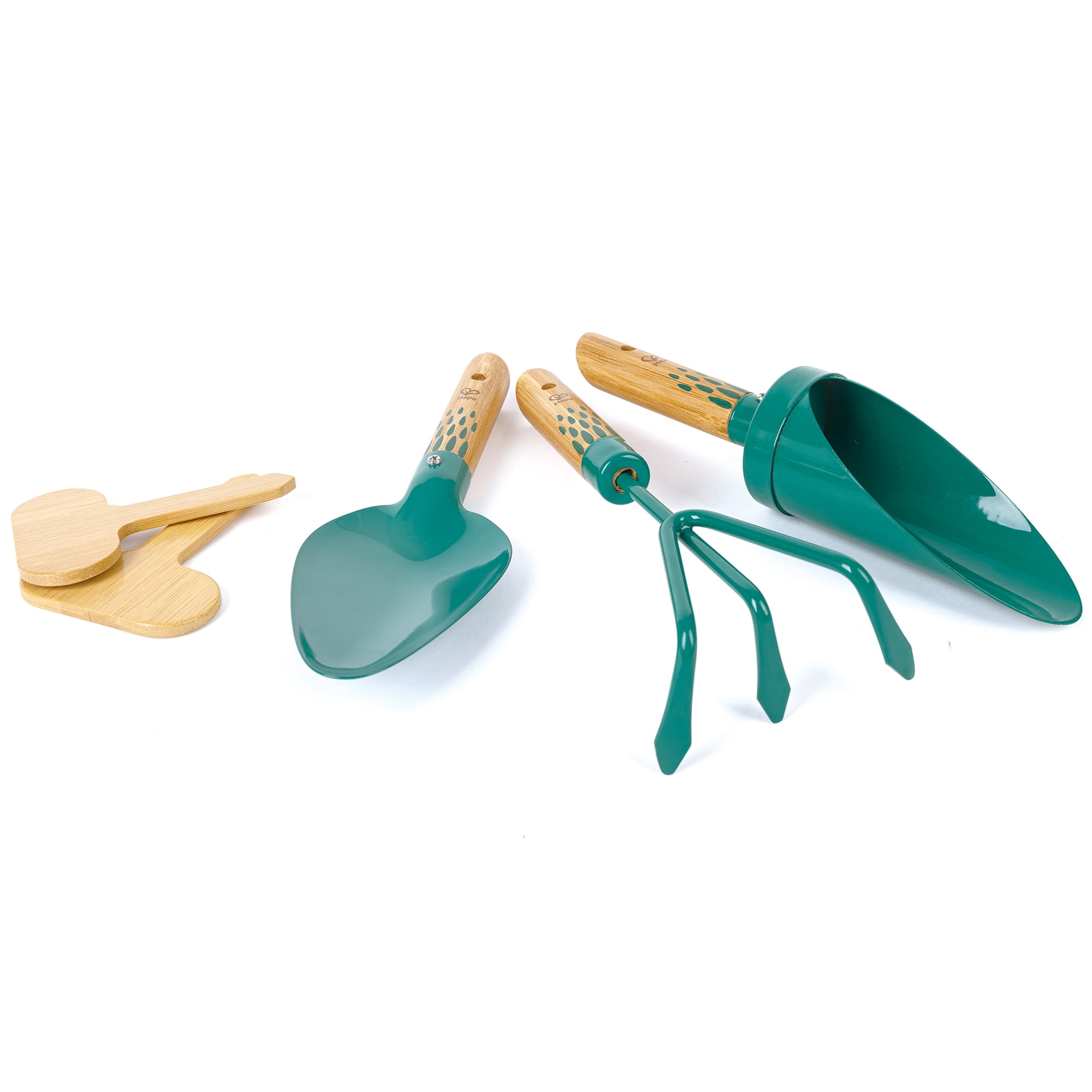 Hape: Nature Fun - Gardening Tool Set - Green 6pc Set, Bamboo & Metal, Water Can & Tools, Sturdy Enough To Use In The Garden, Outdoor Toy, Kids Age 4+