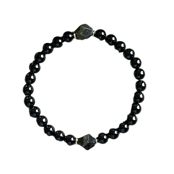 Black Obsidian Bead Bracelet Handmade Beaded Stretch Bracelets for Men Women 6mm Beads Feng Shui Bracelet for Mother Day Father Day Birthday Gifts