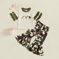 thumbnail image 2 of vigerkar Toddler Baby Girl Summer Outfit Hunting Short Sleeve T-Shirt Tops Camouflage Flare Pants 2Pcs Clothes Set (Green, 12-18 Months), 2 of 7