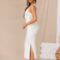 thumbnail image 4 of Vestidos de Playa para Mujeres Vestido Maxi de Cuello Redondo con Corte Cruzado y Abertura en Color Sólido FLhrweasw Para estrenar, 4 of 6