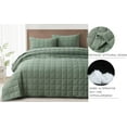 thumbnail image 5 of Chezmoi Collection Branson 3-Piece Sage King Size Quilt Set - Stone-Washed Detailed Square Stitch Soft Microfiber Lightweight Quilted Bedspread Coverlet Set for All Seasons, 5 of 9