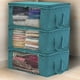 thumbnail image 4 of Bolsa de almacenamiento plegable para edredones, 3 unidades, no tejida, con ventana transparente (azul), 4 of 6