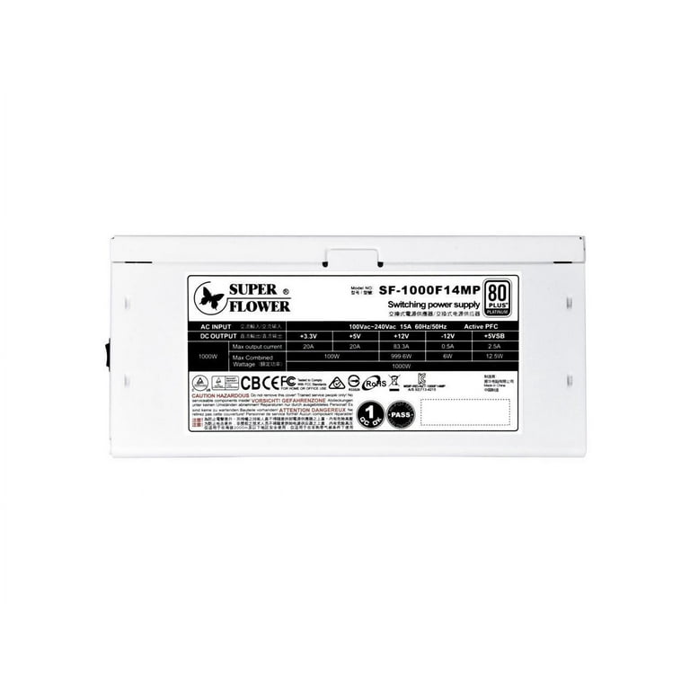 Super Flower Leadex Platinum SE 1000W 80+ Platinum White | 10 Years Warranty | ECO Fanless & Silent Mode | Full Flat Ribbon Modular | Dual Ball Super Flower Leadex Platinum SE 1000W 80+ Platinum White | 10 Years Warranty | ECO Fanless & Silent Mode | Full Flat Ribbon Modular | Dual Ball