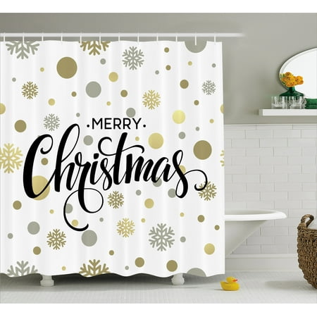 Christmas Shower Curtain Merry Christmas Stylized Lettering On An