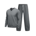 thumbnail image 4 of Luvrsol Big & Tall Men Lounge Tracksuit Solid Long Sleeve Crewneck Pullover & Relaxed Fit Sport Jogger Pants Set S-3XL, 4 of 7