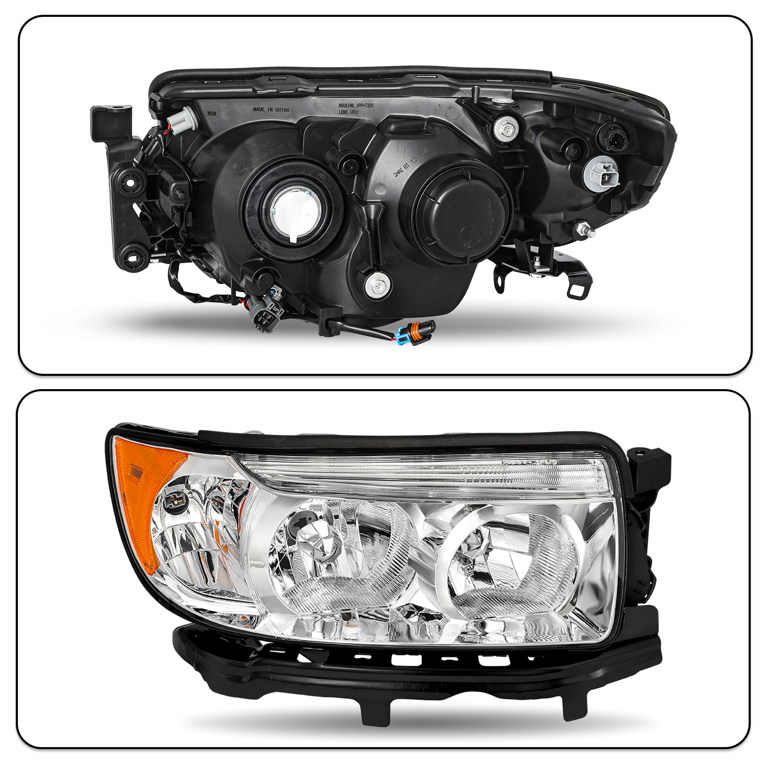For 2006-2008 Subaru Forester Chrome Amber Headlight Lamp Passenger Right Side