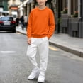 thumbnail image 6 of BXJX Boys Cotton Outfit Sets, Long Sleeve Casual Crew Neck 2 Piece Sweatshirts and Joggers Sets Orange Size 11-12 T, 6 of 6