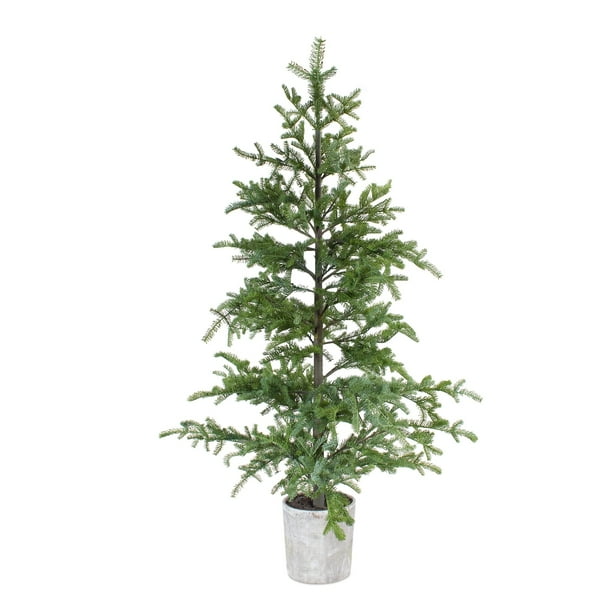 7' White Potted Green Pine Tree Decorative Artificial Plastic Plant