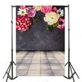 thumbnail image 3 of BSDHOME 5x7ft Photography Backdrop Black Weathered Wall Colorful Flower Square Brick Floor Backdrops, 3 of 4