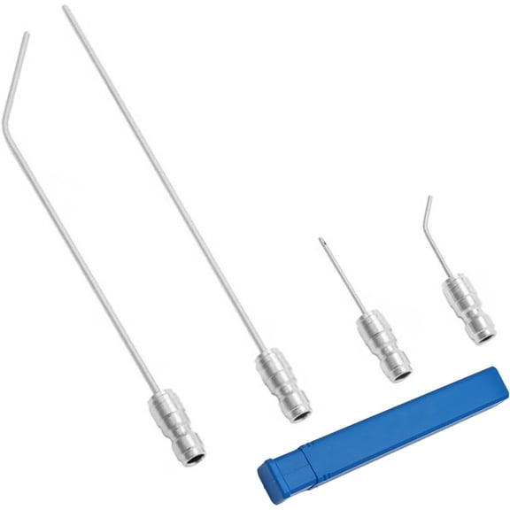 4 Pack High Pressure Washer Nozzle Kit for Washing Machine & AC Cleaning, 1/4 Quick Connect Stainless Steel Wand with Straight & Curved Needles, Heavy Duty Hose Washer Spray Nozzle Kit