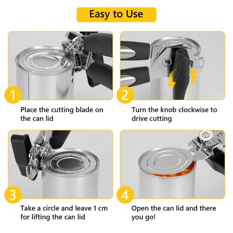 Can Opener Manual, Can Opener with Magnet, Hand Can Opener with  Sharp Blade Smooth Edge, Handheld Can Openers with Big Effort-Saving Knob, Can  Opener with Multifunctional Bottles Opener : Home 
