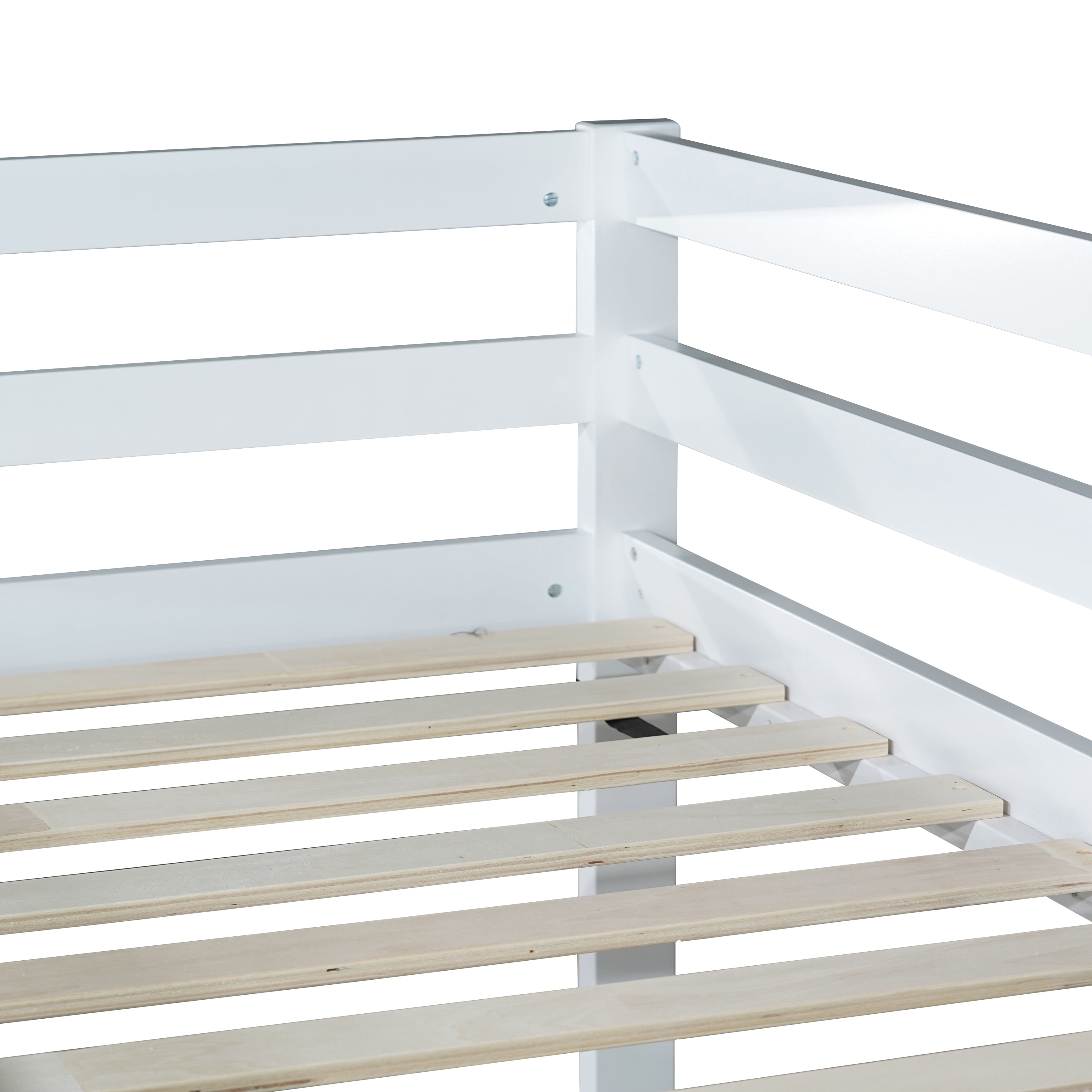 Miniyam Twin over Twin Bunk Bed with Ladder for Kids and Teens, Classic White