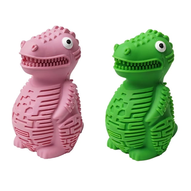 Juguete de cocodrilo para perros, bola de fugas, palo molar, cepillo de dientes para perros, paquete de 2 (rosa, verde) TUNC Sencillez
