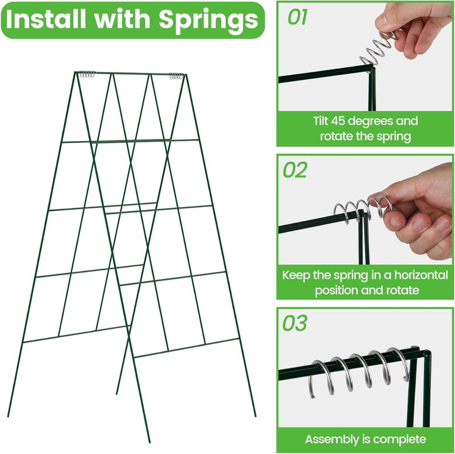Foldable Cucumber Trellis - 2 Pack, A-Frame Garden Trellis 46" L x 18" W, Steel Climbing Plants Support Raised Bed Trellis with Twist Ties & Plant Bags for Climbing Plants Outdoor