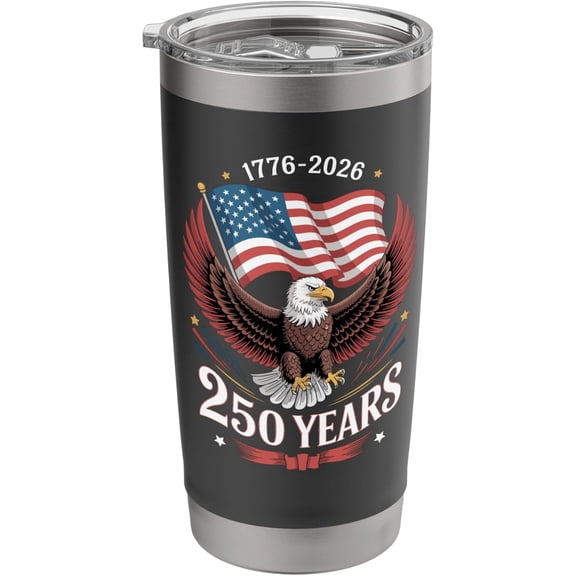 250 Years America 250th Anniversary 1776 2026 US 4th Of July Stainless Steel Insulated Tumbler