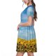 thumbnail image 2 of Disketp Blooming Sunflower Field para Vestido de Manga Corta para Mujeres, Vestidos de Verano para Mujeres, Casual y Holgado para la Playa, 2 of 6