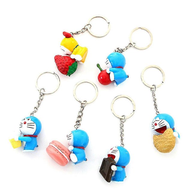 6 llaveros bonitos de Doraemon Anime, llaveros, colgantes para bolso, regalo de Navidad
