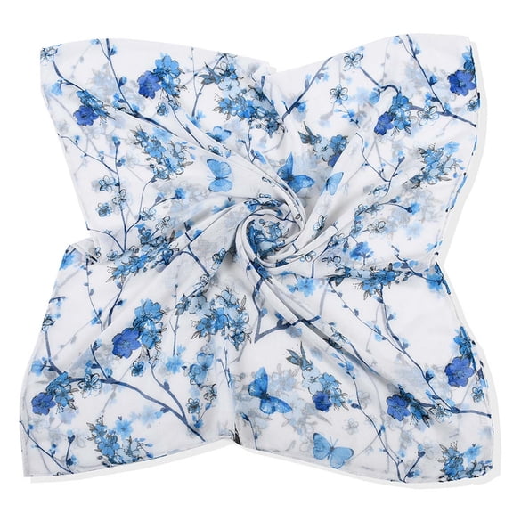 Womens Scarfs BWASD Long Beach Shawl Floral Printing Hair Bandana Neckerchief Casual Lightweight Soft Sunscreen Scarf for Spring Summer Outdoor Blue