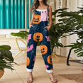 thumbnail image 5 of Stralyhd Bat Print Womens Overalls Halloween Party Sleeveless Jumpsuit Night Club Jumpsuits with Pockets Spooky Horror Print Long Pants Brown M, 5 of 7