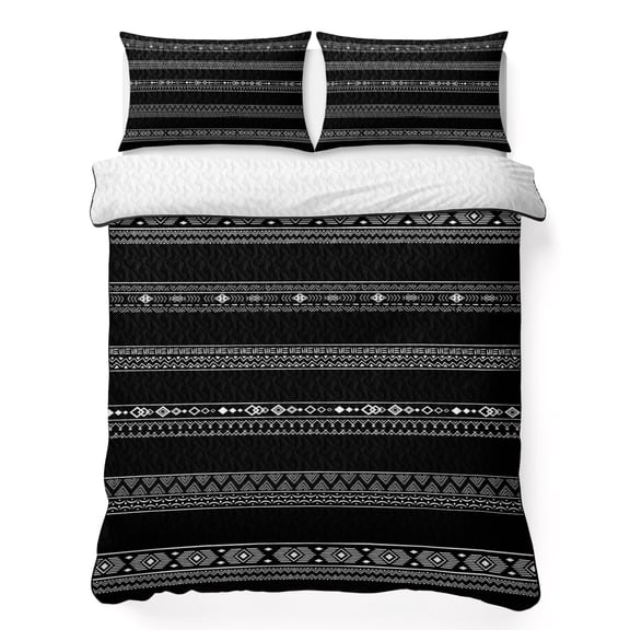 Twin Quilt Set 68''x86'', Black White Geometric Lightweight Summer Bedspread Coverlet Set with 2 Pillow Shams, Modern Striped Plaid Abstract Art Breathable All Season Quilt Bedding for Dorm/Bedroom