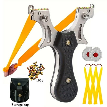 Hunting Shooting Slingshot Set with Rubber Bands Mud Pill Target for Practice and Portable Storage Bag
