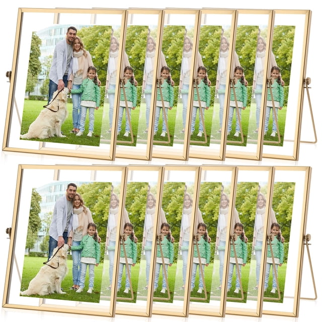 Marco de Fotos Vintage de Metal Dorado con Vidrio Hoteam 5x7" Paquete de 12
