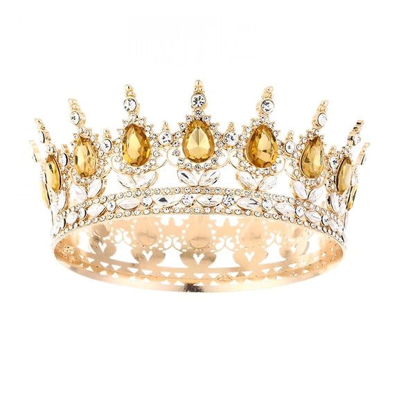 DESIGNICE Sparkling Queen Crown Tiara with Rhinestones for Women Princess Party Birthday Wedding Bridal Costume Hair Accessories Gold Purple Glamorous Headpiece Gift