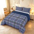 thumbnail image 2 of Manfei Vintage Grid Full Size Comforter Sets,Modern Check Bedding Comforter Set,Blue Purple,Navy Blue Reversible,3-Piece,1 Comforter and 2 Pillowcases,3-Piece,1 Comforter and 2 Pillowcases, 2 of 7
