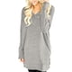 thumbnail image 1 of Blusa de manga larga con escote en V, bolsillos y aberturas laterales - Blusa informal gris claro para mujer, talla M, 1 of 5