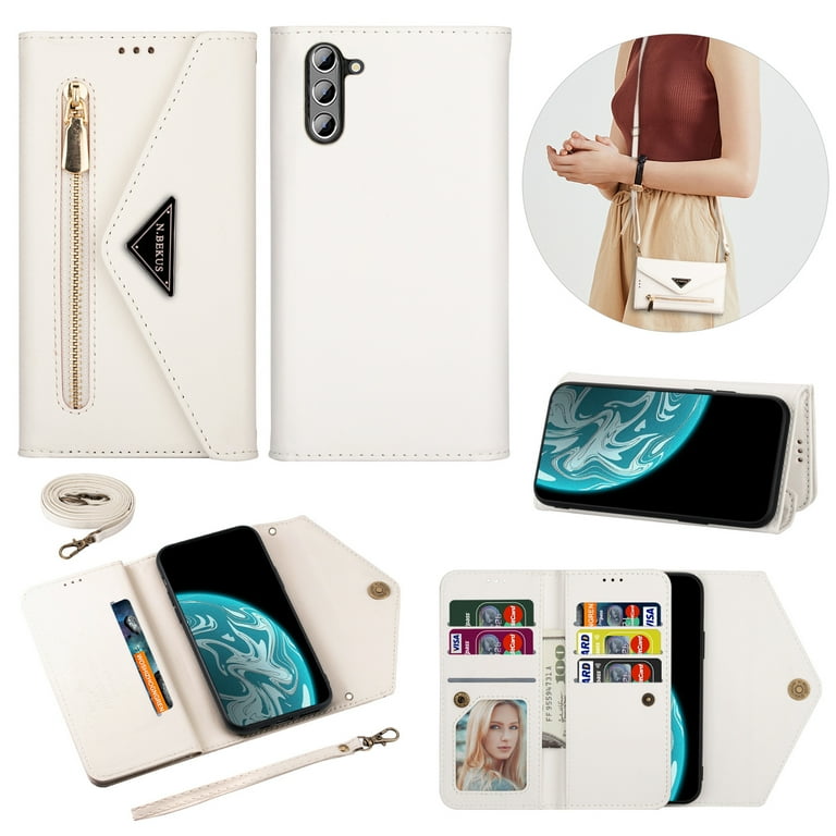 Feishell Crossbody Bag Wallet Case for Samsung Galaxy A14 5G for Women Men Luxury PU Leather Zipper Pocket Magnetic Buckle Flip Stand Card Slots Purse