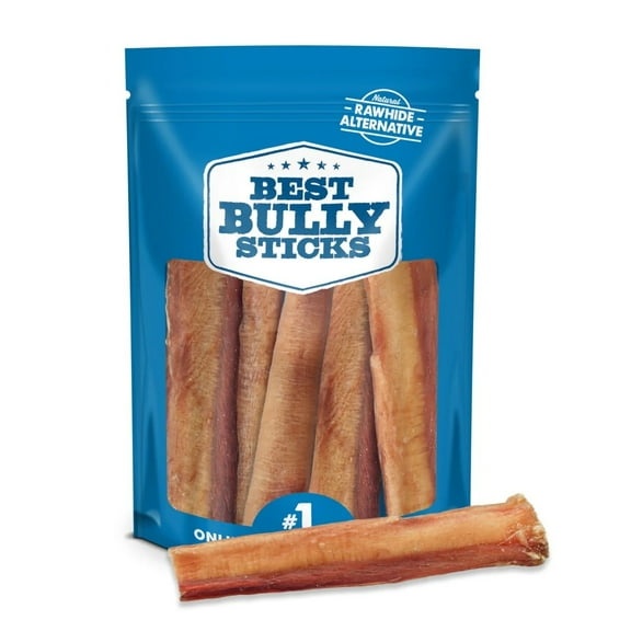 Best Bully Sticks 6 Inch Jumbo Bully Sticks for Dogs - 12 Count (Pack of 1) - Natural Grass-Fed Beef, Single Ingredient, Grain and Rawhide Free Chew, Large Breeds