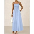 thumbnail image 2 of Women'S Summer Maxi Dresses Beach Sundress Casual Spaghetti Strap Smocked Swing A Line Long Flowy Dress Light Blue S, 2 of 5