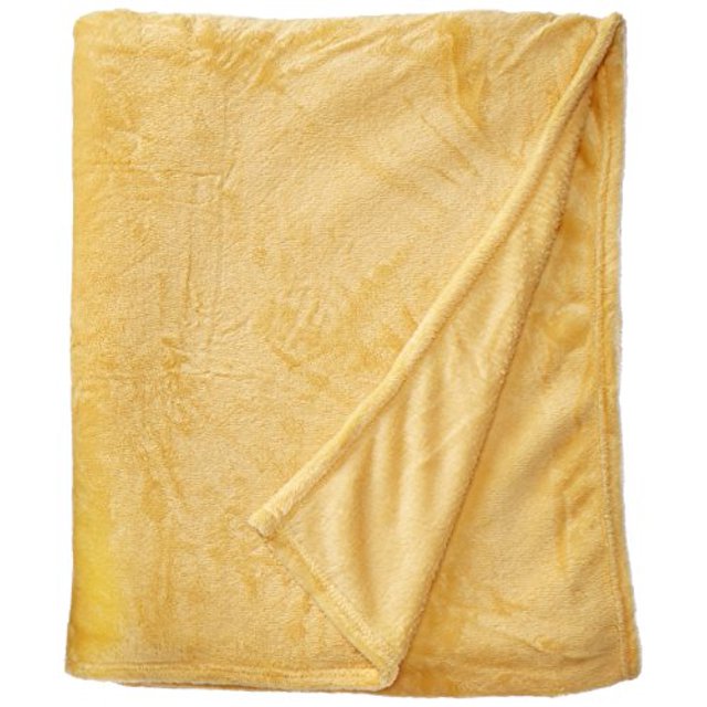 Intelligent Design ID50-843 Oversized Solid Microlight Chevron Plush Brushed Throw, Yellow, 60x70"