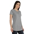 thumbnail image 2 of Inkmeso Womens Short Sleeve Button Tunic Top Cotton Tee Long Length Tshirt For Leggings, 2 of 8
