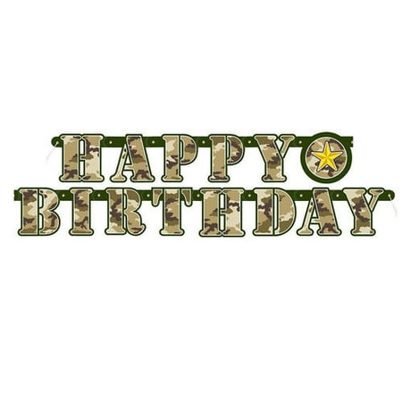 Military Camo Happy Birthday Jointed Party Decor Banner 5 25ft