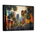 thumbnail image 2 of Designart "Miami Palms Orange Palm Trees by the Coast I" Cityscapes Floater Framed Wall Art Living Room, 2 of 7