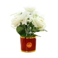 thumbnail image 3 of Ramo de rosas artificiales sedosas en maceta, arreglo floral tipo bonsái. Blanco, 3 of 9
