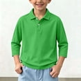 thumbnail image 2 of Crunowin Boys And Girls School Uniform Polo Collar Shirt Spring Fall Quick-Dry Kids Casual Tops Green Size 13, 2 of 9